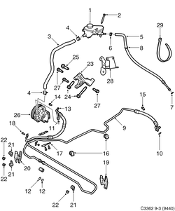 saab C3362 гидравлический насос - шланги