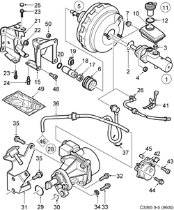 saab C3365 Главный цилиндр - вакуумный сервоусилитель