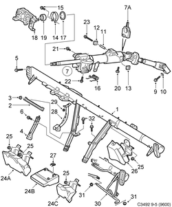 saab C3492 Балка руля - Рулевая колонка