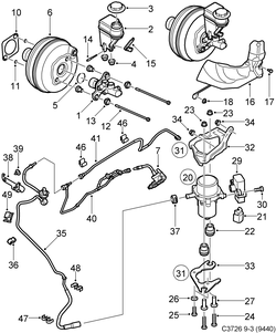 saab C3726 Главный цилиндр - вакуумный сервоусилитель