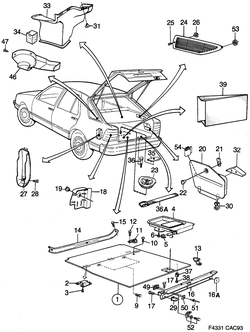 saab F4331 Utrustning bagagerum - fack