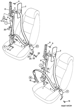 saab F6067 Ремень безопасности переднего сидения