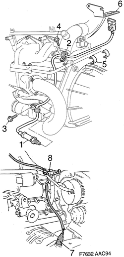saab F7632 Кислородный датчик - 4-цилиндровый