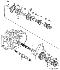 saab F8619 Оси, шестерни - Выходящий вал