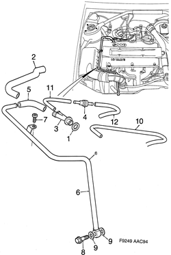 saab F9249 Вентиляция картера - 4-цилиндровый