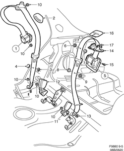 saab F9880 Ремень безопасности, заднее сидение