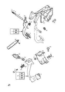 vauxhall 1 BRAKE PEDAL