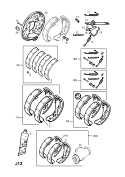 vauxhall 19 REAR BRAKE SHOE AND LININGS (EXCHANGE)