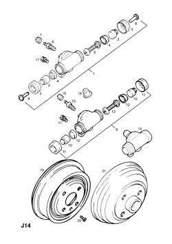 vauxhall 21 REAR WHEEL BRAKE CYLINDER