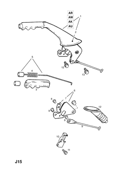 vauxhall 23 HANDBRAKE LEVER AND BOOT