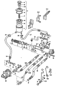 vw 422010 steering gear. for models with power steering. oil container and connection parts, hoses