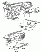 vw 74000 dashboard fittings. ashtray. stowage compartment