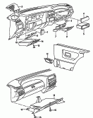 vw 74000 Детали, встроен. в пан. приб.. Пепельница. Вещевое отделение
