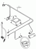 vw 972025 airbag wiring harness. three-point inertia reel seat belt with belt tensioner and belt pressure limiter