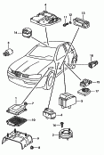 vw 959000 electrical parts for airbag. adapter wiring harness for side airbag. switch in door trim. sliding roof motor. temperature switch