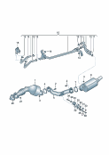 vw 253057 exhaust pipe with catalyst and particulate filter. control line for pressure difference sensor