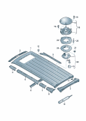 vw 817040 roof. roof frame. roof ventilador.     for models with wheelbase: