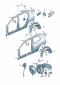 vw 809070 Отрезные детали боковины. Крышка лючка залив. горловины. Пластик локера колесной арки